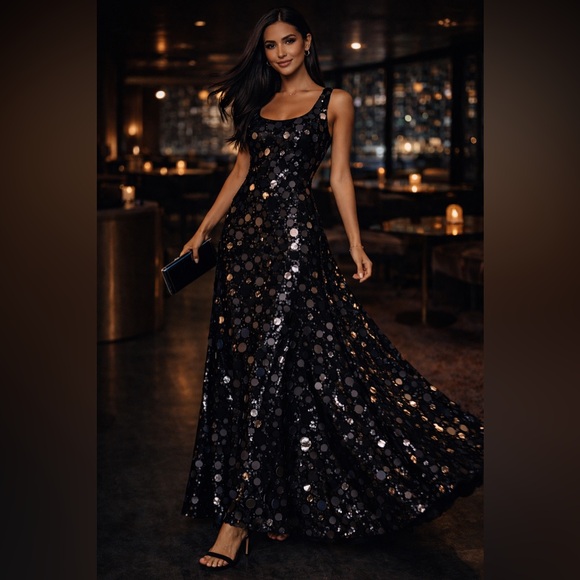 Lulus Dresses & Skirts - Lulus Black Sequin Maxi Dress Small Sleeveless Formal Evening Gown NWT